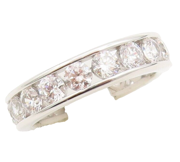 925 Sterling Silver Vintage Ring Minimalist Round Topaz 360 Band  Sz 7  RG29599