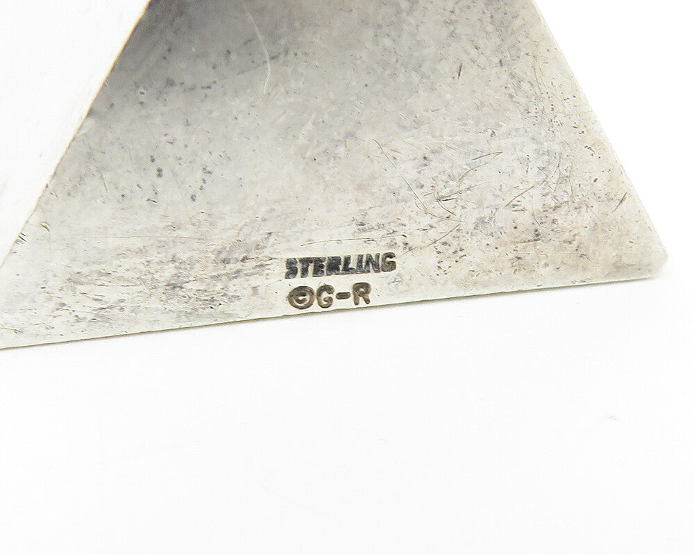 GR 925 Sterling Silver  Vintage Hollow Triangular Prism Shiny Pendant  PT8340