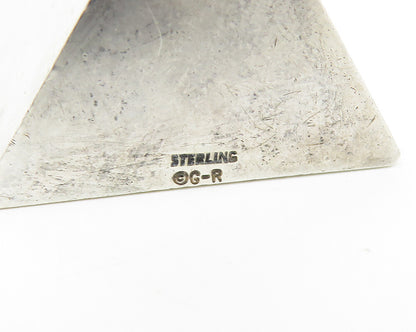GR 925 Sterling Silver  Vintage Hollow Triangular Prism Shiny Pendant  PT8340