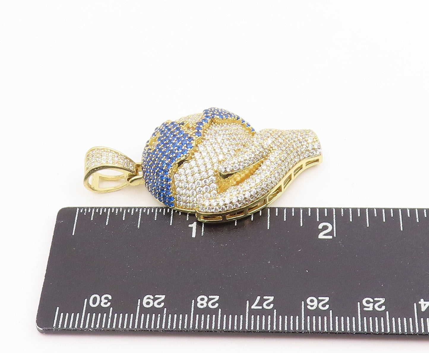 925 Sterling Silver Vintage Pendant Gold Plated CZ Hand Holding Globe  PT26218