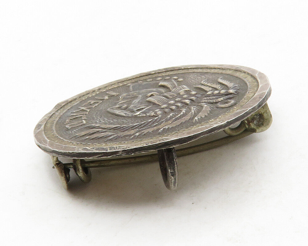 MEXICO 925 Sterling Silver  Vintage Oxidized Warrior Head Brooch Pin  BP5011