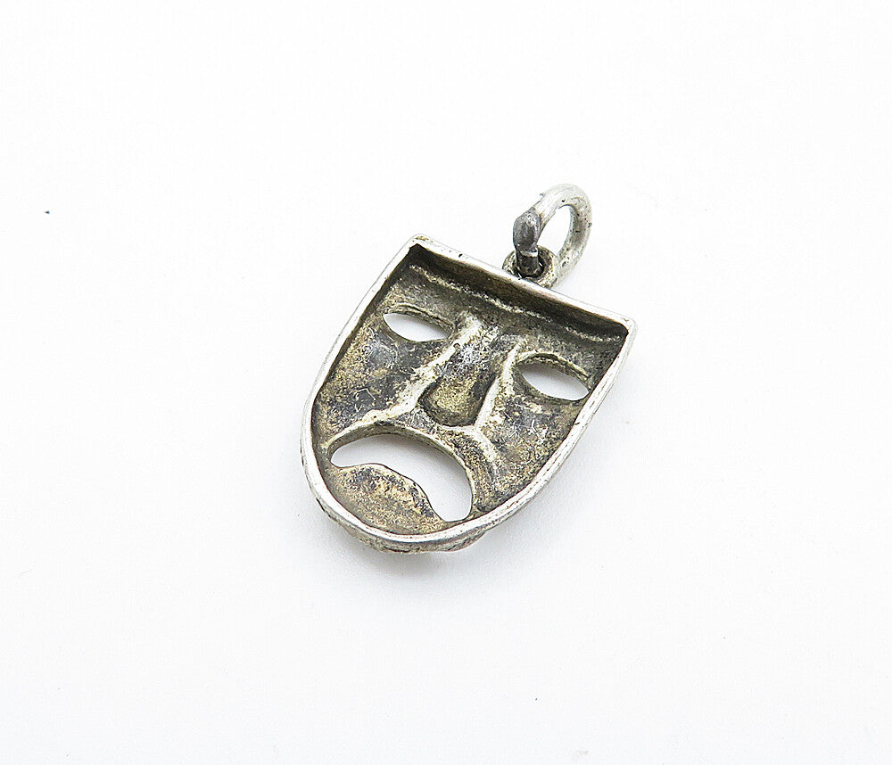 925 Sterling Silver  Vintage Petite Sad Dramatic Theater Mask Pendant  PT2842