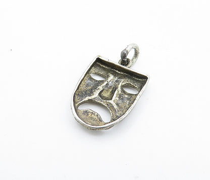 925 Sterling Silver  Vintage Petite Sad Dramatic Theater Mask Pendant  PT2842