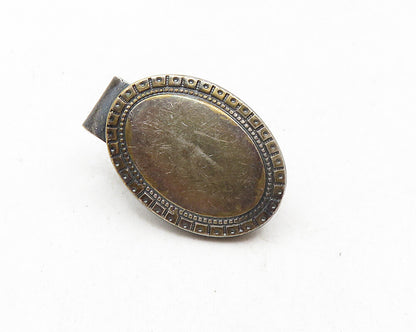 925 Sterling Silver  Vintage Petite Dark Tone Etched Border Tie Clip  TR1691