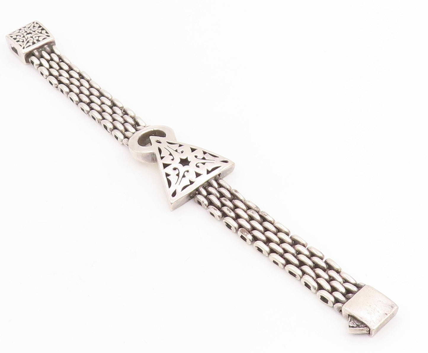 925 Sterling Silver Vintage Bracelet Intricate Geometric Woven Chain  BT11832