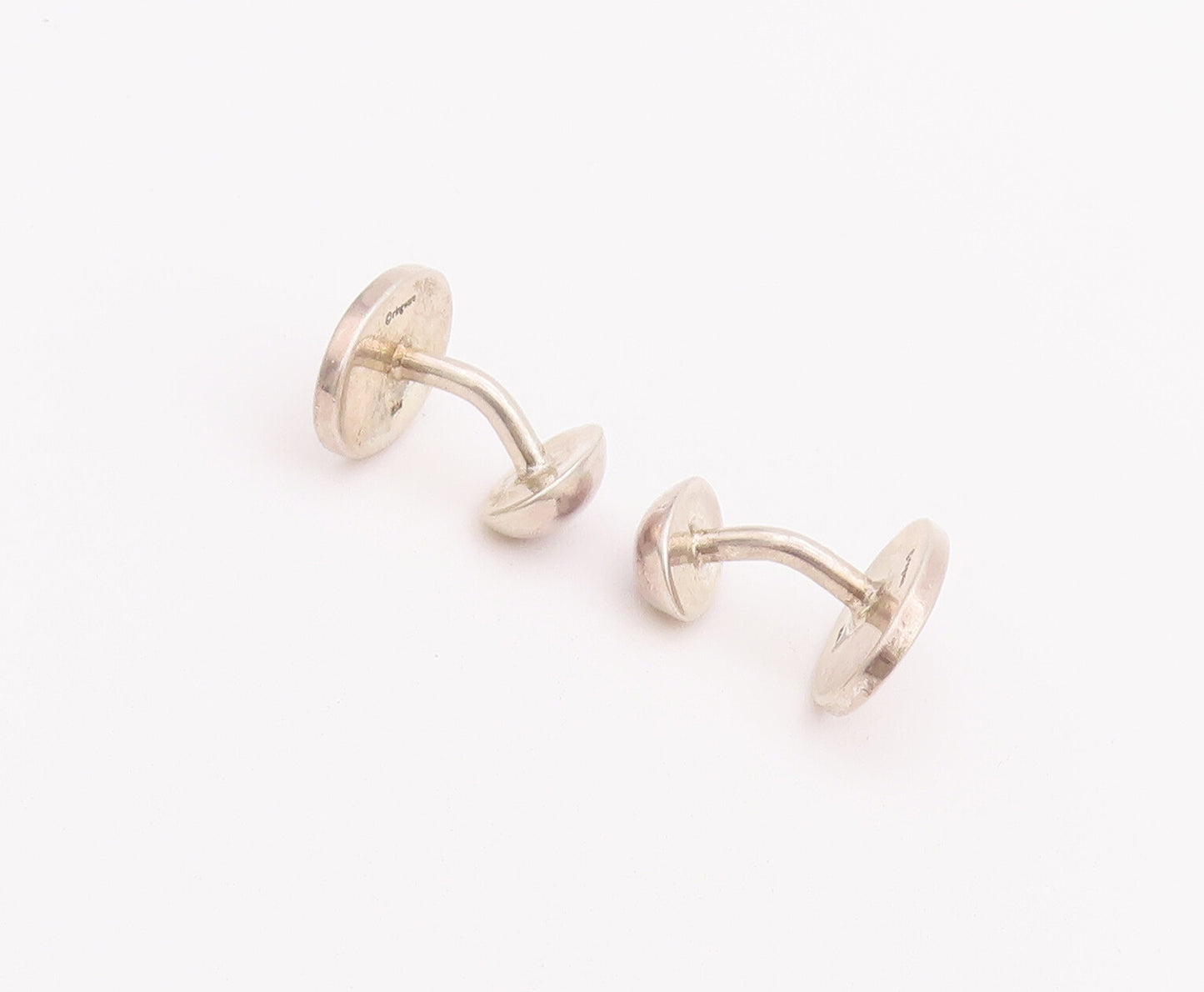 925 Sterling Silver Vintage Cuff Links Minimalist Oval Etched Star & 'P'  TR3709