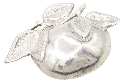 PARENTI 925 Sterling Silver  Vintage Shiny Apple Fruit Motif Brooch Pin BP6423
