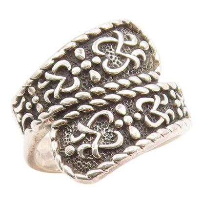 925 Sterling Silver Vintage Ring Classic Scroll & Rope Bypass Band Sz 8 RG36218