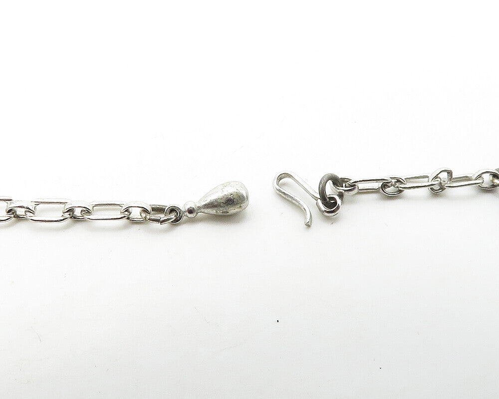 DANECRAFT 925 Silver   Vintage Shiny Floral Leaf Motif Chain Necklace  NE3291