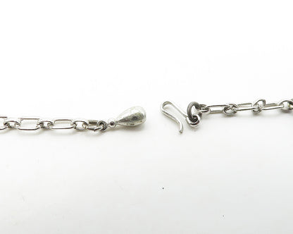 DANECRAFT 925 Silver   Vintage Shiny Floral Leaf Motif Chain Necklace  NE3291