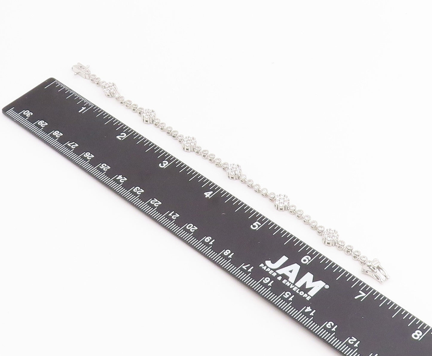 925 Sterling Silver Vintage Bracelet Elegant CZ Floral Blossom Link  BT12221
