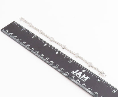 925 Sterling Silver Vintage Bracelet Elegant CZ Floral Blossom Link  BT12221