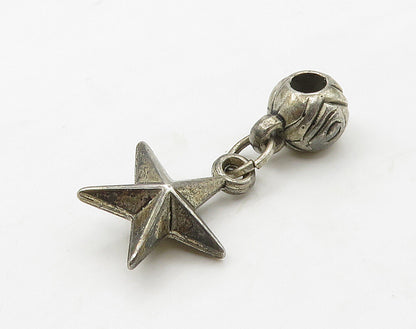 925 Sterling Silver  Vintage Dark Tone Star & Bead Charms Pendant  PT12621
