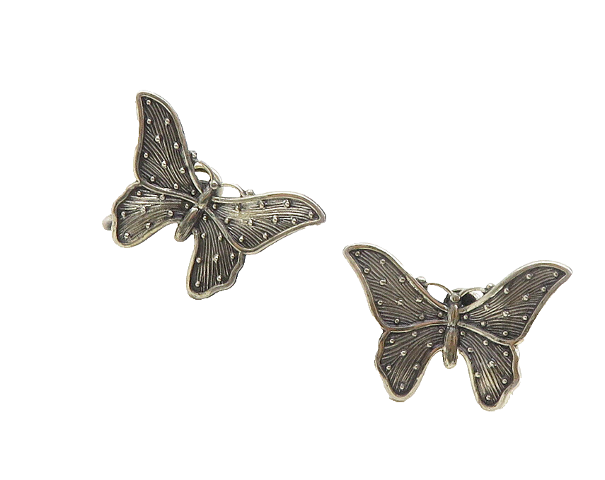 BEAU 925 Sterling Silver   Vintage Butterfly Motif Non Pierce Earrings  EG5081