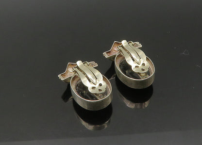 925 Sterling Silver & 14K GOLD  Vintage Black Onyx Non Pierce Earrings EG10824