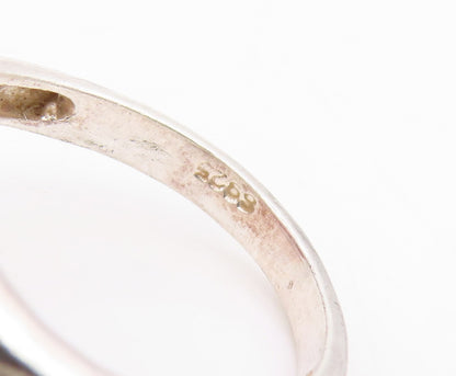 925 Sterling Silver Vintage Ring CZ Elegant Crossover Wave Band  Sz 7.5  RG35028