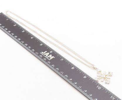 925 Sterling Silver  Sparkling Cubic Zirconia Cross Chain Necklace  NE1369