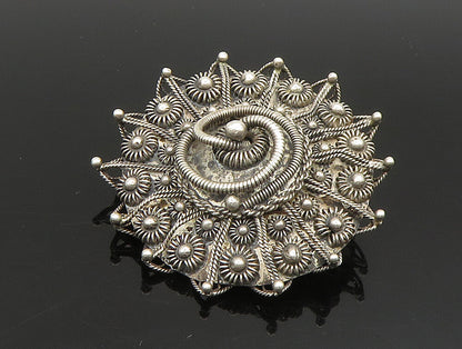 SIAM 925 Sterling Silver  Vintage Twisted Swirl & Beads Brooch Pin  BP9446