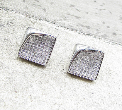 925 Sterling Silver  White Cubic Zirconia Fancy Stud Earrings  EG1053