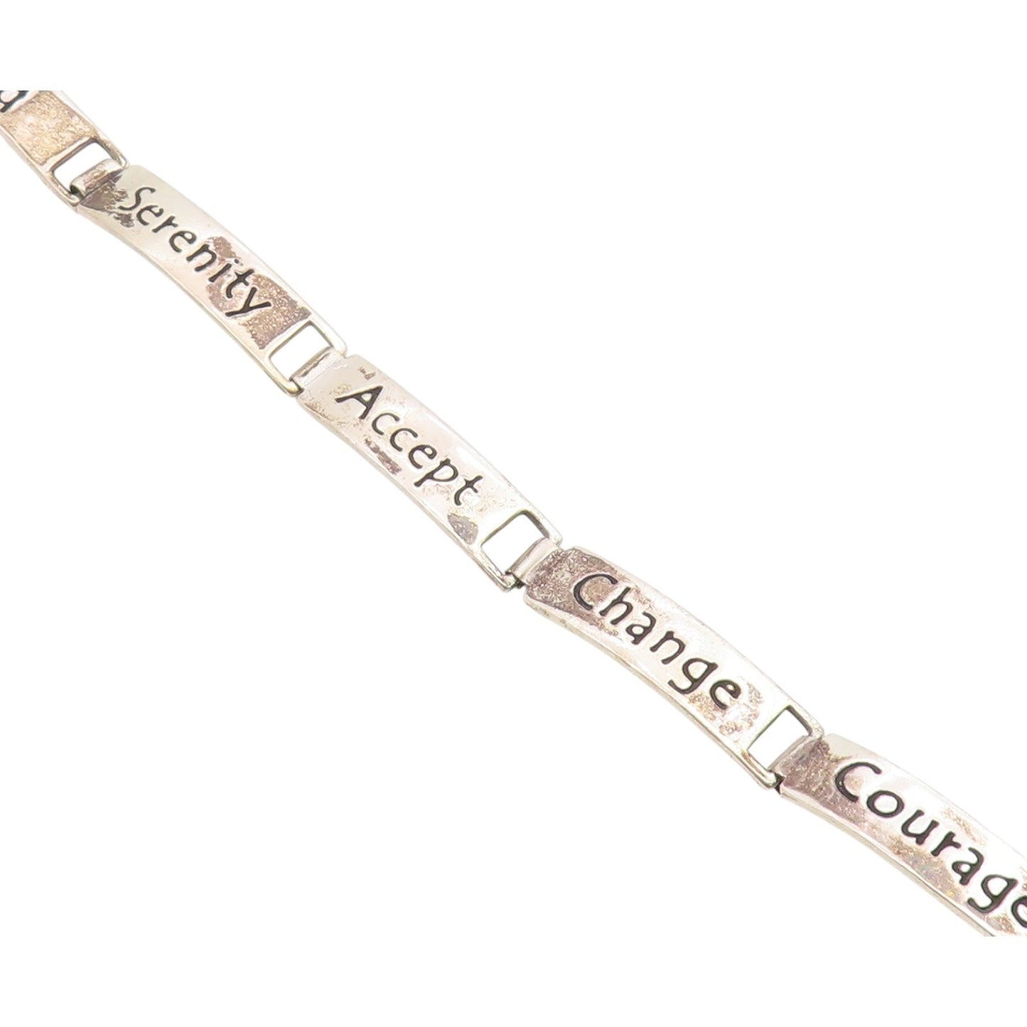 925 Silver Vintage Engraved Religious Inspirational Words Bracelet BT9540