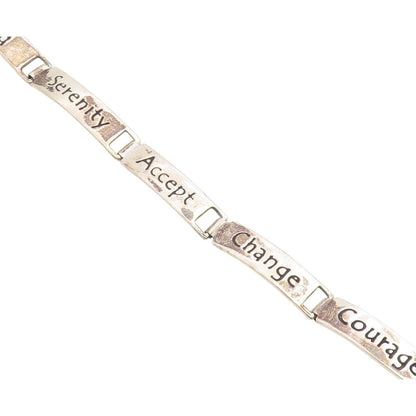 925 Silver Vintage Engraved Religious Inspirational Words Bracelet BT9540
