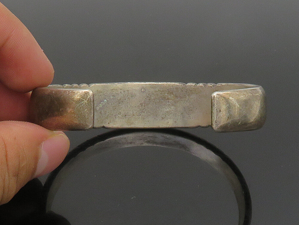 TOMMY JACKSON NAVAJO 925 Silver  Vintage Slanted Detail Cuff Bracelet  BT9297