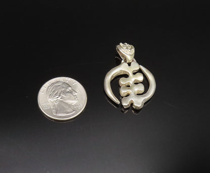 925 Silver  Vintage Carved Modernist Abstract Symbol Motif Pendant  PT21374