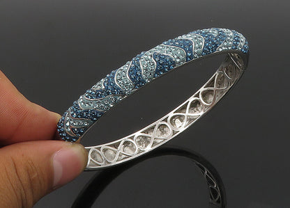 SWAROVSKI 925 Sterling Silver  Vintage Crystal Pattern Bangle Bracelet  BT8415