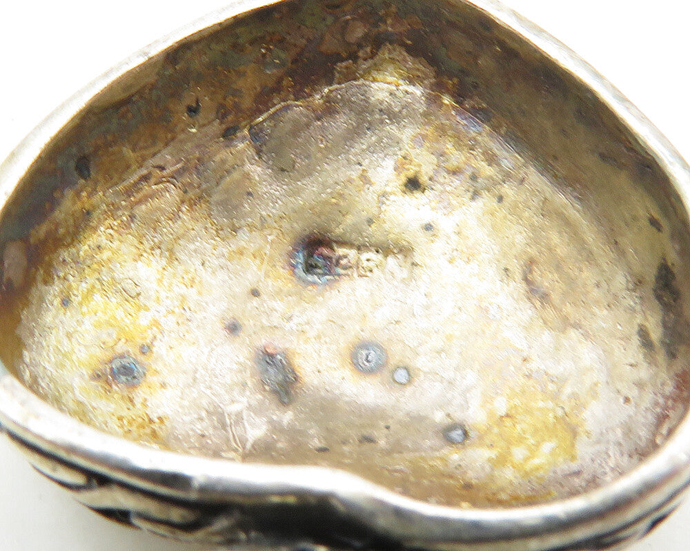 925 Sterling Silver  Vintage Two Tone Hammered Love Heart Pendant  PT13945