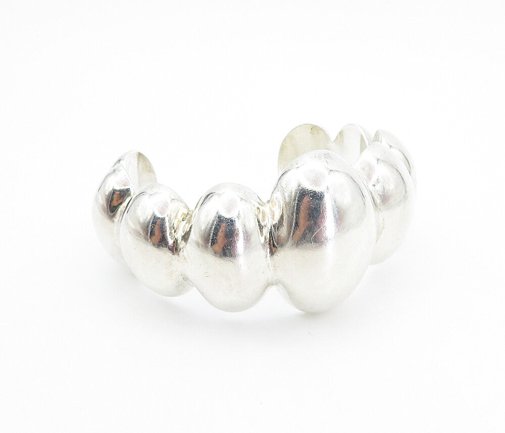 LOS BALLESTEROS 925 Silver Vintage Shiny Hollow Fluted Cuff Bracelet  BT3567