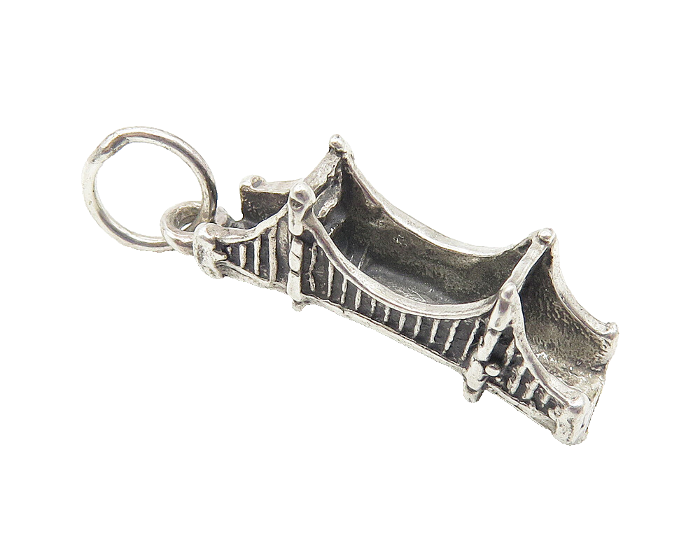 925 Sterling Silver  Vintage Petite Golden Gate Bridge Drop Pendant  PT8482