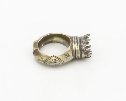 925 Sterling Silver  Vintage Dark Tone Royal Crown Band Ring Sz 6  RG17915