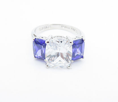 925 Sterling Silver  Cubic Zirconia & Purple Topaz Band Ring Sz 8  RG7277