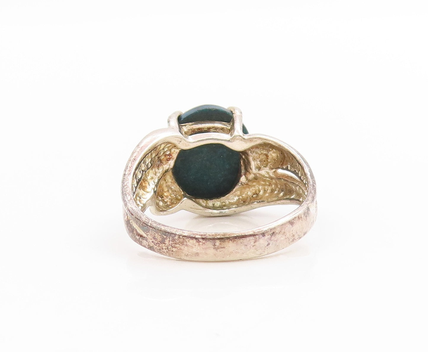 925 Sterling Silver Vintage Ring Cabochon Gemstone Bypass Band  Sz 7  RG34077
