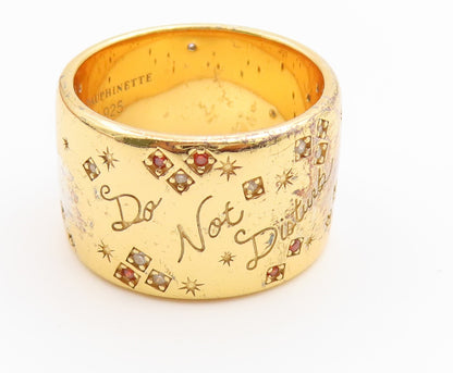 925 Sterling Silver Vintage Ring Gold Plated DAUPHINETTE CZ Band  Sz 7  RG36709