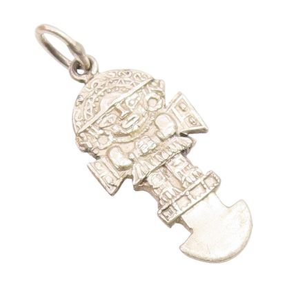 925 Sterling Silver  Vintage Petite Traditional Warrior Statue Pendant PT15988