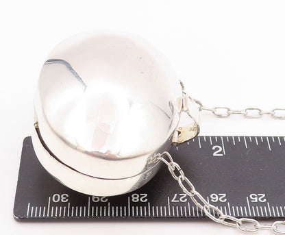 925 Sterling Silver Vintage Necklace MEXICO Oval Large Pill Box OPENS  NE4597