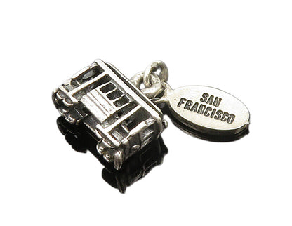 925 Sterling Silver  Vintage Fisherman's Wharf Trolley Car Pendant  PT15970