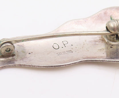 925 Sterling Silver Vintage Brooch Pin Etched Designer Chilli Pepper  BP12237