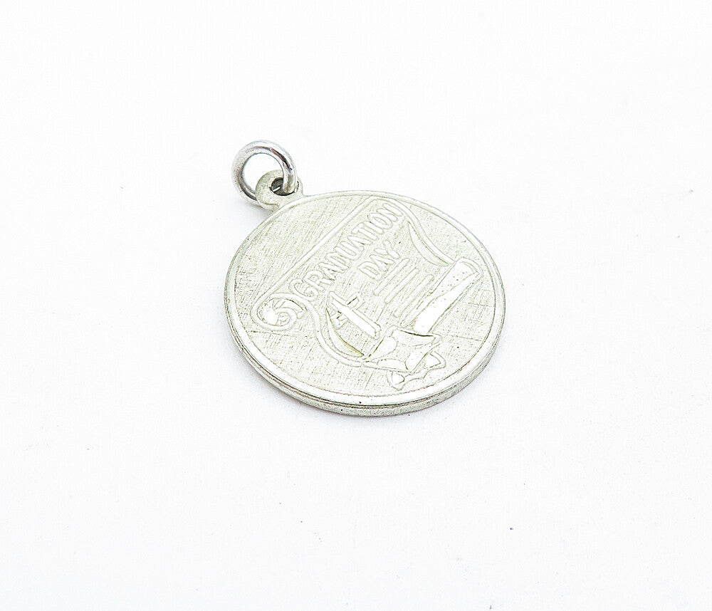 925 Sterling Silver  Vintage Etched Graduation Day Diploma Pendant  PT4659