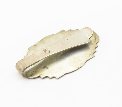 925 Sterling Silver  Vintage Oxidized Traditional Pattern Money Clip  TR2096