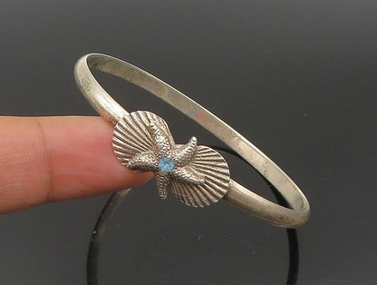 925 Sterling Silver  Vintage Scalloped Topaz Star Fish & Shell Bracelet BT9423