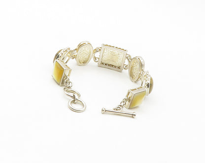 WHITNEY KELLY 925 Silver Vintage Jasper & Multi Stone Chain Bracelet BT6733