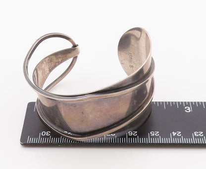 925 Sterling Silver Vintage Bracelet PAUL LOBEL Modernist Wavy Cuff  BT12127