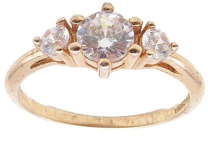 925 Sterling Silver  Cubic Zirconia Rose Gold Plated Band Ring Sz 7  RG15601