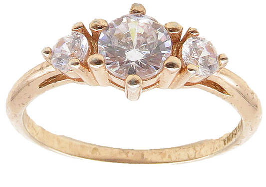 925 Sterling Silver  Cubic Zirconia Rose Gold Plated Band Ring Sz 7  RG15601