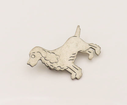BEAU 925 Sterling Silver  Vintage Etched Spaniel Dog Brooch Pin  BP10270