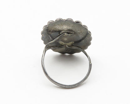 MEXICO 925 Silver  Vintage Black Onyx Oxidized Cocktail Ring Sz 7.5  RG10689