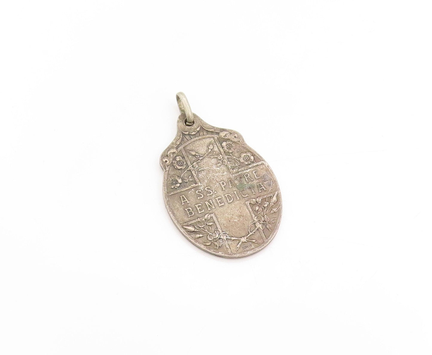 925 Sterling Silver Vintage Pendant Antique Holy Family Religious Medal  PT25074