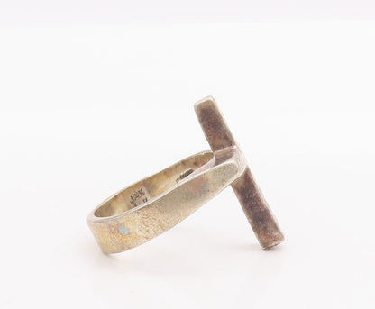 925 Sterling Silver Vintage Ring MEXICO Solid Cut Dented Cross  Sz 11.5 RG28437